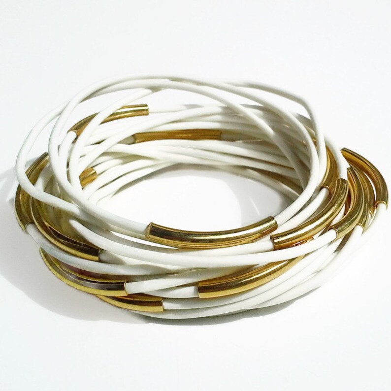 Bangle Bracelets for Women White Rubber 1980s Jewelry