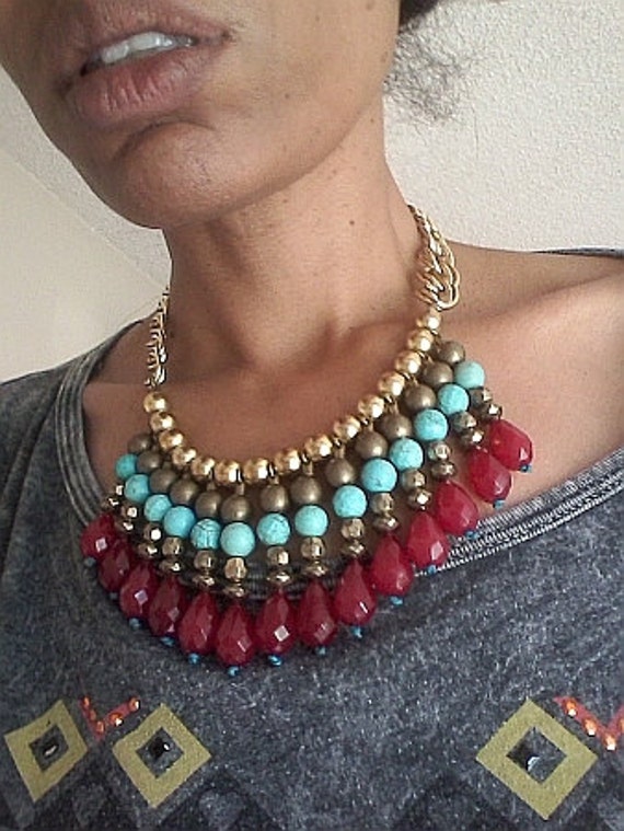 Items Similar To Beaded Necklace Statement Necklace Bib Necklace