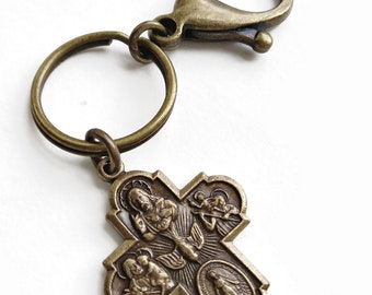 Christian Keychain - Dad Keychain - Key Hook Mens - Key Ring Clip On - Keyring with Cross