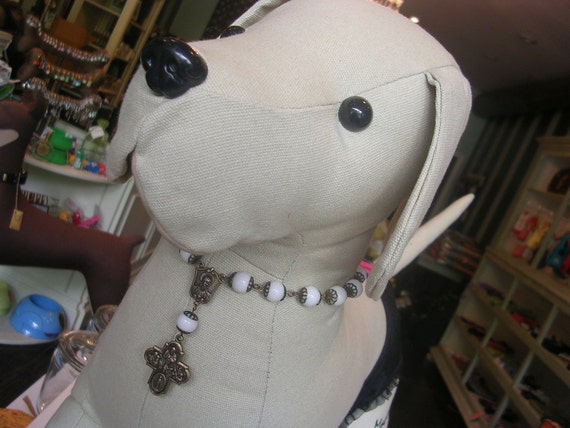 Beaded Dog Collar, Rosary Necklace, Small Pet Jewelry Dog Lover Gifts