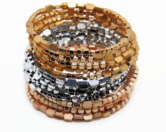Memory Wire Bracelet for Women Gold Stretch Bracelets Wraparound