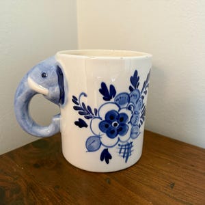 Vintage Delft Blue Elephant Coffee Mug