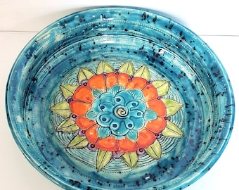 On Sale ! 20% off original Ceramic Serving Dish Mandala
