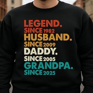 Légende mari papa grand-père depuis Svg, Svg fête des pères, sublimation vintage papa grand-père, papa dates personnalisées Png, chemise papa, Svg tendance