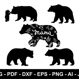 Maman ours Svg, papa ours, Svg bébé ours, famille ours Svg, mère, Svg maman, fête des mères, cadeau pour elle, tendance, des cliparts, Silhouette