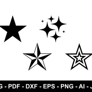 Sterne SVG Bundle, funkelnde Sterne SVG, Sterne zwart, Stern Clipart, helle Sterne, Doppelter Stern svg, digitaler Download, schneidest Dateien für Cricut,