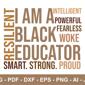 Ich bin schwarzer Erzieher SVG, schwarze Geschichte Monat Shirt, schwarze Leben Matter Shirt, schwarze Männer Shirt, schwarze Frau Shirt, Afro Shirt, African American Shirt, Geschenk für Sie und Ihn