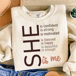 Frau Affirmation SVG, Png, schwarze Frau Zitate, Sie ist ich, Afroamerikaner, Melanin Shirt, Sie ist selbstbewusst, stark motiviert