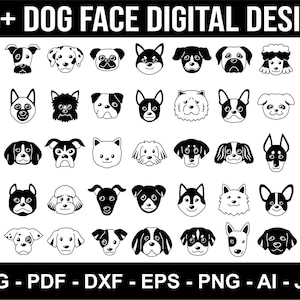 Bundle Svg de races de chiens, tête de chien, chien Svg Bundle, chien maman Svg Bundle, chien contour Svg, Clipart chien, fichier Silhouette chien, fichier Cricut chien