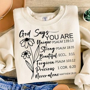 Gott sagt, dass du bist SVG, Inspirational SVG, Christian Design, Christian T-Shirt dafür, Affirmationen dafür, Bibel Vers, Sublimation, Png, Cricut