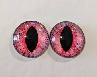 One pair of red cabachon glass eyes dinosaur / animal eyes 30mm