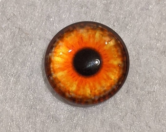 One pair of glass cabachon eyes with metal post orange and brown choose size