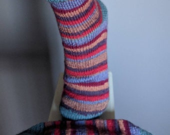 Handmade knitted socks size 4 to 7 UK foot measures 9 inches heel to toe Made in the UK