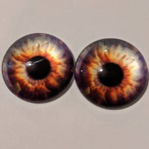 One pair of glass eyes brown/grey colour 8mm - 35mm various  sizes