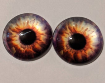 One pair of glass eyes with metal loops brown/grey colour 8mm - 20mm various  sizes