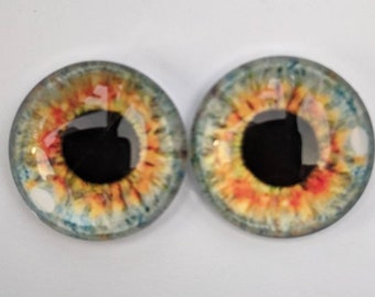 One pair of glass cabachon eyes with metal posts hazel colour 8mm, 12mm, 16mm or 20mm various colours and sizes