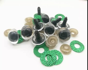 2 pairs 16mm  safety eyes perfect for needle felting, taxidermy, toy making  blue or green round pupils