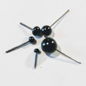 Various sizes black glass pin eyes perfect for needle felting 10 eyes image 1