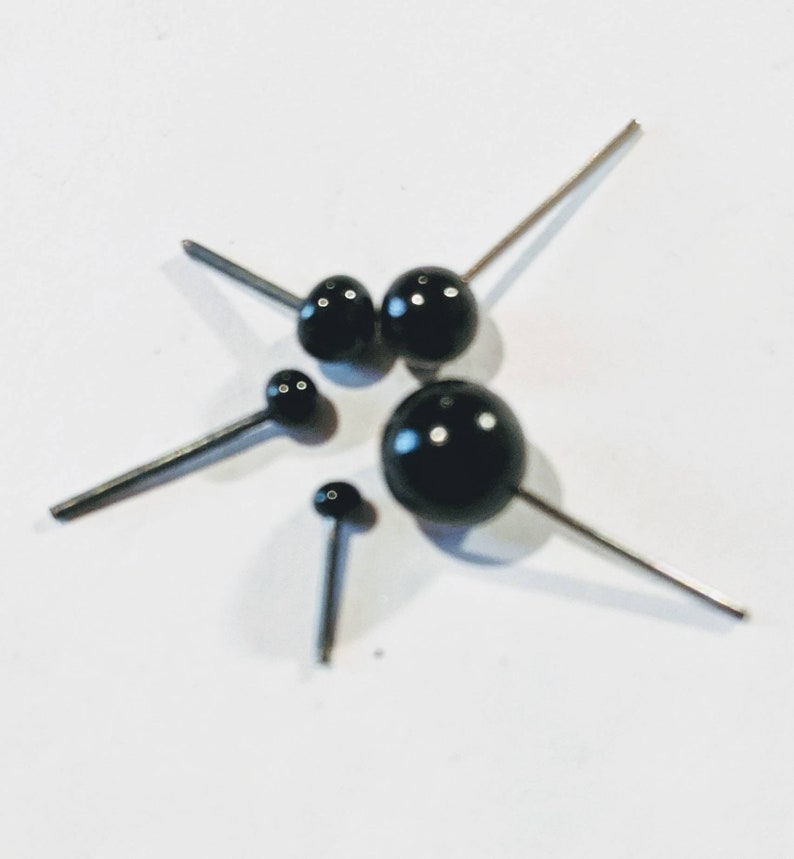 Various sizes black glass pin eyes perfect for needle felting 10 eyes image 1