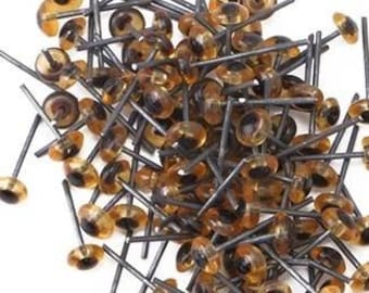 Glass pin eyes various sizes perfect for needle felting 10 eyes amber blue, green or clear colour