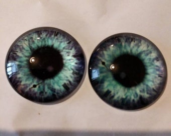 One pair of glass eyes blue with metal post, choose size
