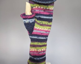 Handmade long arm warmers made from 75%  wool mixed with acrylic