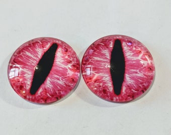 One pair of red cabachon glass eyes dinosaur / animal eyes 30mm