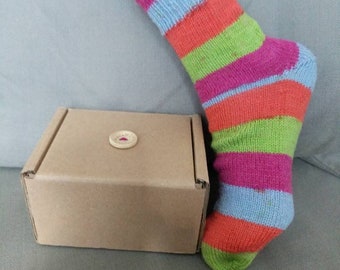 Handmade knitted socks size 6 to 8 UK foot measures 9 inches heel to toe Made in the UK