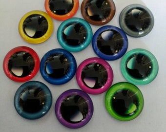 One pair of glass cabachon eyes  various colours and sizes