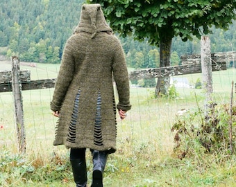 Open Spaces coat - Crochet pattern PDF to make a women's coat with optionnal long hood - Sizes XS to XL