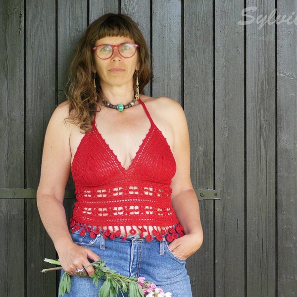 PATRON CROCHET, Top Coquelicot, haut d'été pour femme, crochet sans échantillon