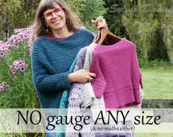 Crochet Pattern to make a Boxy sweater for women, any size & any gauge: SaperliPOPette !