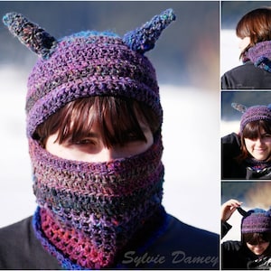 CROCHET balaclava PATTERN,  "jumi" hood with horns, devil hat, crochet tutorial in PDF