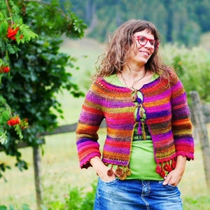 CROCHET PATTERN - Dancing poppies cardigan  - Crochet instructions for ladies cardigan size Xs to XL