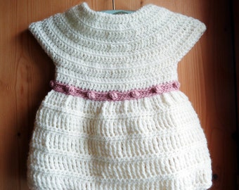 CROCHET PATTERN for girls sweater dress in size 6 months to 4 yo -Rosebuds top for baby girls and toddlers