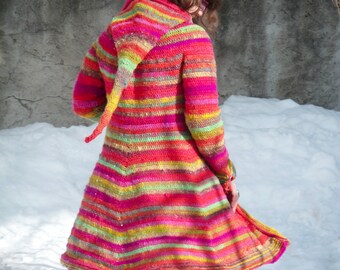 CROCHET PATTERN, Boréal coat, PDF to crochet a hooded elfin fairy coat - English, German or French
