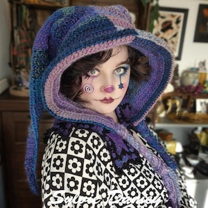 PATRON CROCHET, capuche de bouffon, fou du roi, clown - Explications téléchargeables en PDF