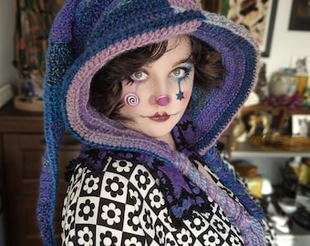 CROCHET PATTERN, Jester hood, clown hat / hood crochet diy tutorial in PDF