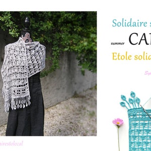 Solidaire stole étole solidaire, crochet pattern in pdf to make a lacy summer stole image 6