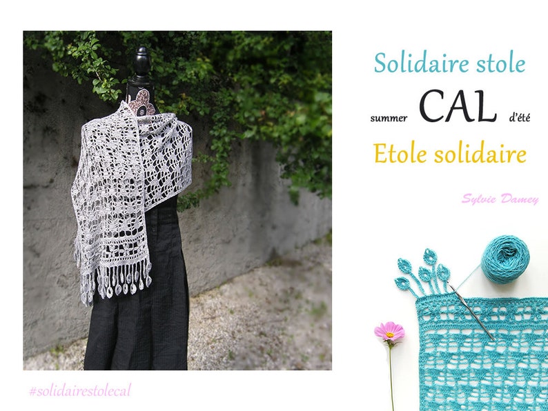 Solidaire stole étole solidaire, crochet pattern in pdf to make a lacy summer stole image 6