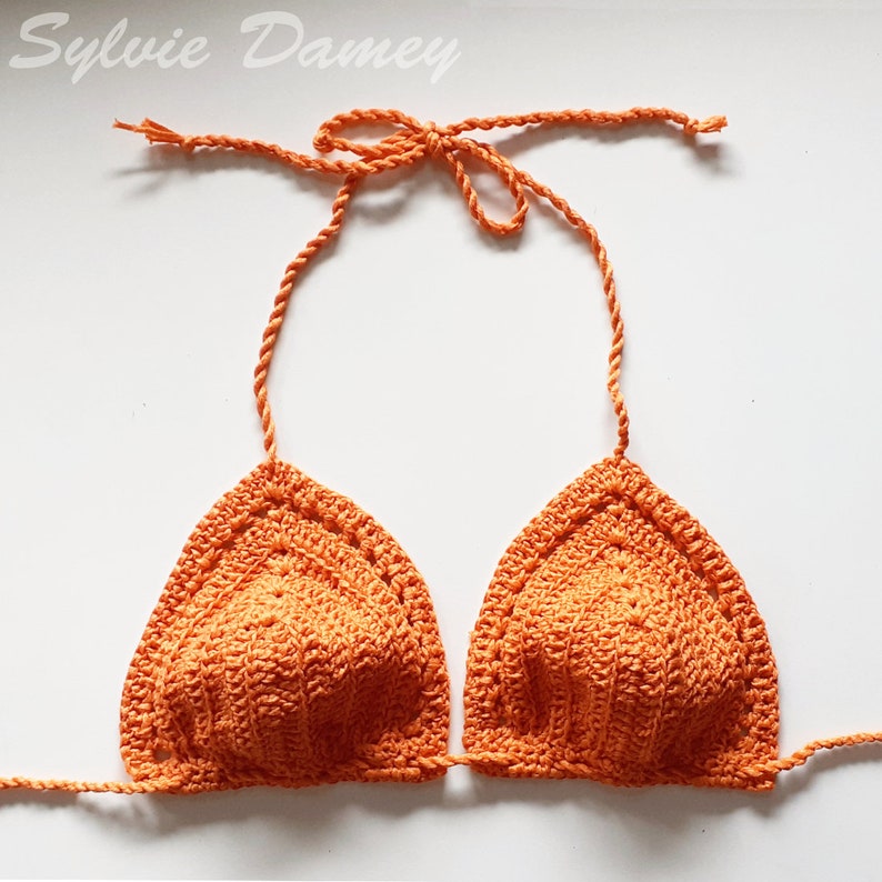 No gauge bikini top CROCHET PATTERN in pdf for women and teens, size inclusive, stashbusting image 2