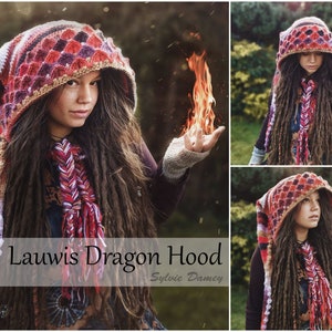 2 CROCHET elf hoods PATTERNS in PDF, Taïga & Lauwis Dragon hoods, pixie fairy hats for adults and kids image 6