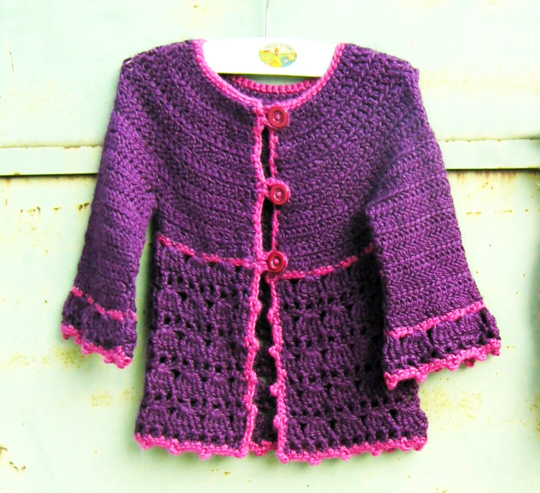 Roseline Cardigan Crochet Pattern Pdf for Little Girls Age 4 to 10 With ...