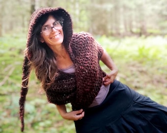 CROCHET Elotin hooded shawl PATTERN, PDF with instant download