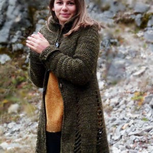 Open Spaces coat Crochet pattern PDF to make a women's coat with optionnal long hood Sizes XS to XL image 6