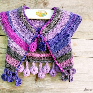 Dancing poppies baby bolero, PDF crochet PATTERN, baby and toddler cardigan sweater