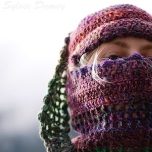CROCHET balaclava PATTERN,  &quot;Lapin&quot; hood with long bunny ears, crochet tutorial in PDF