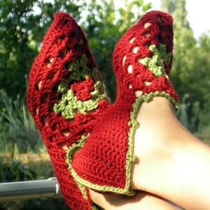 Babouches - PDF crochet pattern for granny square based slippers