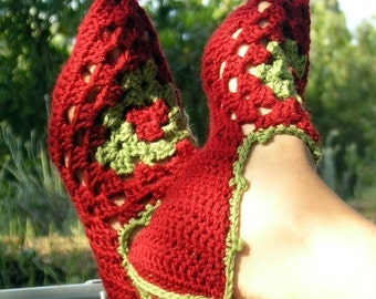 Babouches - PDF crochet pattern for granny square based slippers