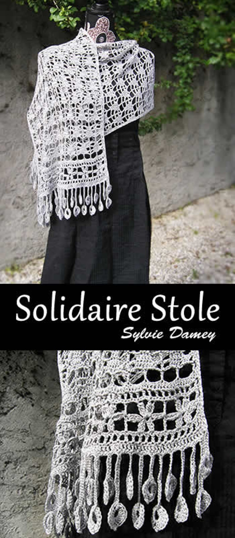 Solidaire stole étole solidaire, crochet pattern in pdf to make a lacy summer stole image 7